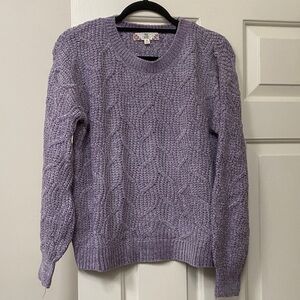 Pink Rose Lavender Cable Knit Sweater